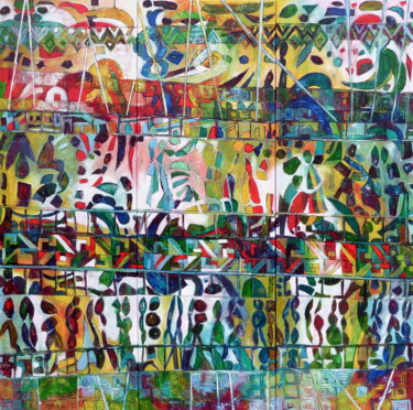 Malerei mit dem Titel ""Trip Tic" triptyqu…" von Barbara Piatti, Original-Kunstwerk, Öl