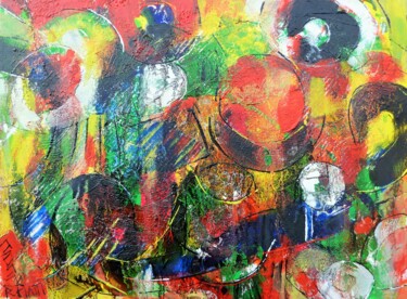 Картина под названием ""La fête"" - Barbara Piatti, Подлинное произведение искусства, Масло Установлен на Деревянная рама дл…