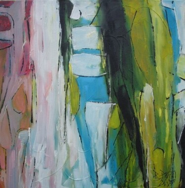 Painting titled "Jour & Nuit" by Barbara Piatti, Original Artwork, Oil
