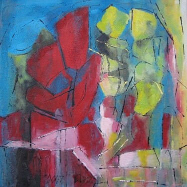 Peinture intitulée "Ah les Fleurs !" par Barbara Piatti, Œuvre d'art originale, Huile