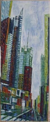 Painting titled "7th Avenue" by Barbara Piatti, Original Artwork, Oil