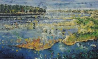 Peinture intitulée "Oued Sully" par Barbara Piatti, Œuvre d'art originale, Huile