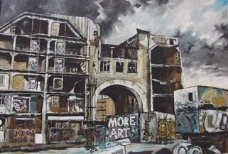 Painting titled "Tacheles" by Barbara Piatti, Original Artwork, Oil