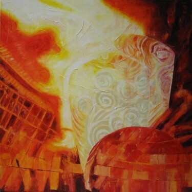 Peinture intitulée "Dragon's Flame" par Barbara Piatti, Œuvre d'art originale, Huile