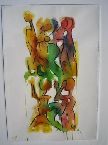 Pittura intitolato "Communication 1" da Barbara Piatti, Opera d'arte originale, Inchiostro