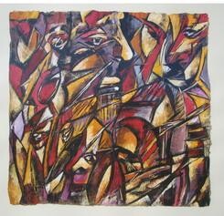 Картина под названием "Mosaïque" - Barbara Piatti, Подлинное произведение искусства, Гуашь Установлен на картон