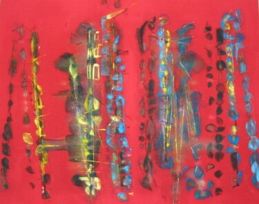 Schilderij getiteld "Red Jazz" door Barbara Piatti, Origineel Kunstwerk, Olie