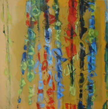 Painting titled "Yellow Jazz, Thème B" by Barbara Piatti, Original Artwork, Oil