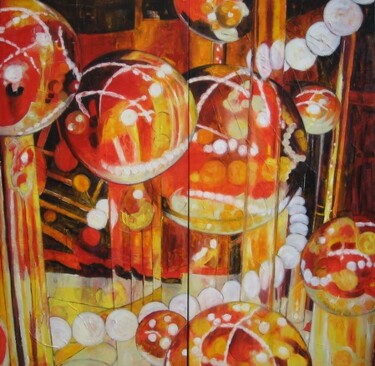 Painting titled "Living Bubbles, Dip…" by Barbara Piatti, Original Artwork, Oil