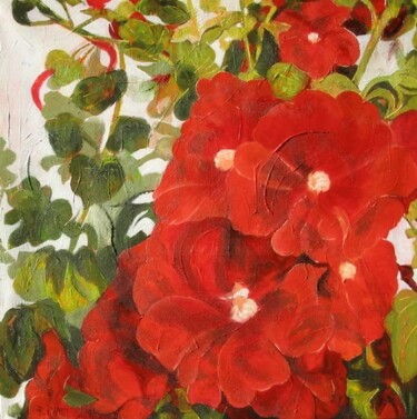 Картина под названием "Four Roses" - Barbara Piatti, Подлинное произведение искусства, Масло