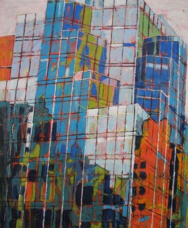 Painting titled "New Building" by Barbara Piatti, Original Artwork, Oil