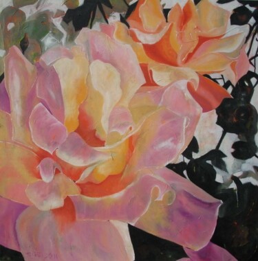 Ζωγραφική με τίτλο "Roses rose" από Barbara Piatti, Αυθεντικά έργα τέχνης, Λάδι