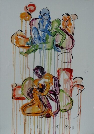 Peinture intitulée "In the Saloon" par Barbara Piatti, Œuvre d'art originale, Huile
