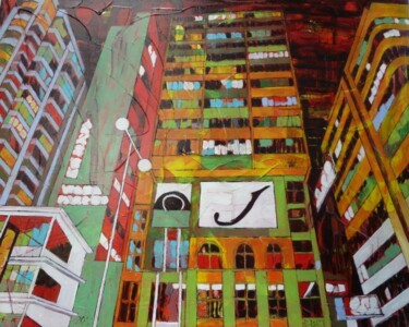 Картина под названием "Kowloon Blues" - Barbara Piatti, Подлинное произведение искусства, Масло