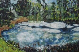 Malerei mit dem Titel "Malacots jungle" von Barbara Piatti, Original-Kunstwerk, Öl