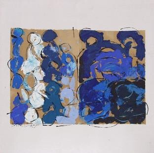 Peinture intitulée "Bleu" par Barbara Piatti, Œuvre d'art originale, Huile Monté sur Châssis en bois