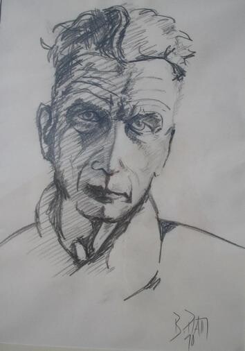 Pintura intitulada "Samuel Beckett" por Barbara Piatti, Obras de arte originais, Lápis Montado em Cartão