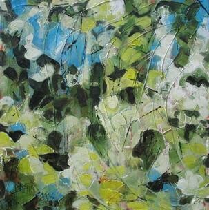 Painting titled "Flower fall" by Barbara Piatti, Original Artwork, Oil