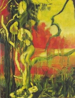 Painting titled "L'arbre du péché" by Barbara Piatti, Original Artwork, Oil