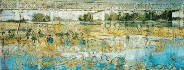 Painting titled "Pont de la rivière…" by Barbara Piatti, Original Artwork, Oil