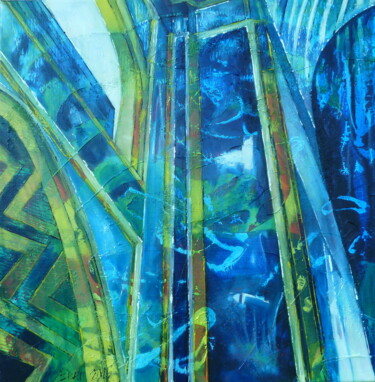 Malerei mit dem Titel "Blue Stone" von Barbara Piatti, Original-Kunstwerk, Öl