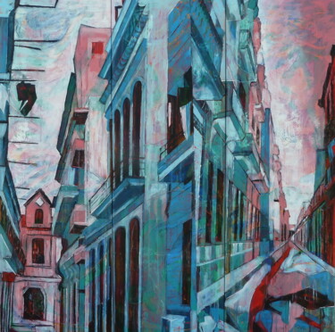 Schilderij getiteld "Old Havana, triptyq…" door Barbara Piatti, Origineel Kunstwerk, Olie