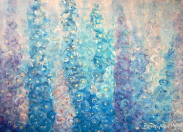 Painting titled "Delphiniums" by Barbara Przyborowska, Original Artwork, Acrylic