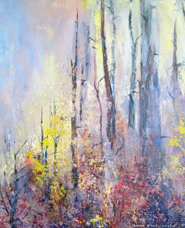 Malerei mit dem Titel "lisière de la forêt…" von Barbara Przyborowska, Original-Kunstwerk, Acryl Auf Keilrahmen aus Holz mon…