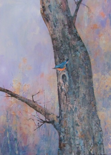 Painting titled "Little bird, Ptasze…" by Barbara Przyborowska, Original Artwork, Acrylic