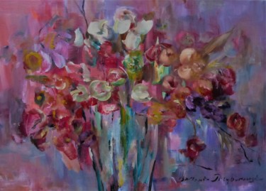 Peinture intitulée "Bouquet with tulips…" par Barbara Przyborowska, Œuvre d'art originale, Acrylique