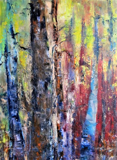 Malerei mit dem Titel "Las XI. Forest XI" von Barbara Przyborowska, Original-Kunstwerk, Öl