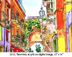 Painting titled "Taormina" by Barbara Tabachnick, Original Artwork, Acrylic