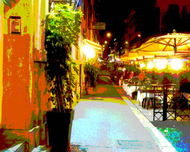 Arte digital titulada "Roman sidewalk cafe" por Barbara Tabachnick, Obra de arte original, Trabajo Digital 2D