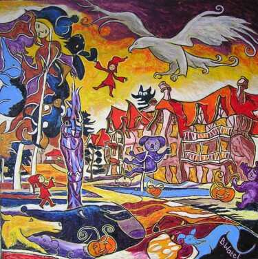 Pintura titulada "entre ombres et cré…" por Barbara Watel, Obra de arte original, Oleo Montado en Bastidor de camilla de mad…