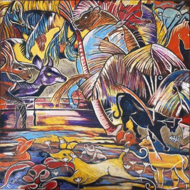 Pintura titulada "Entre ombres et cré…" por Barbara Watel, Obra de arte original, Oleo Montado en Bastidor de camilla de mad…