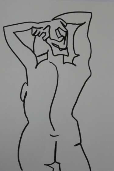 Dessin intitulée "femme aux mains dan…" par Barbara Bernard, Œuvre d'art originale