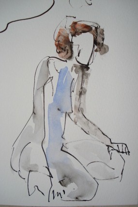 Peinture intitulée "Femme assise" par Barbara Bernard, Œuvre d'art originale