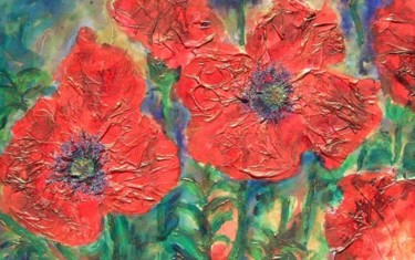 Malerei mit dem Titel "Poppy Garden" von Barbara Craig, Original-Kunstwerk, Öl