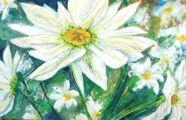 Peinture intitulée "Daisies" par Barbara Craig, Œuvre d'art originale, Huile