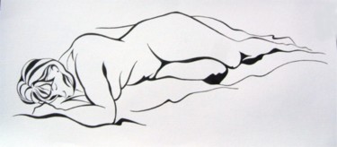 Painting titled "Paula sleeping" by Barbara Craig, Original Artwork, Ink