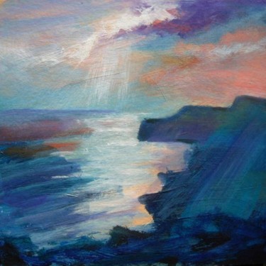 Painting titled "North coast cliffs" by Barbara Craig, Original Artwork, Oil