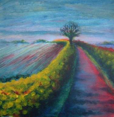 Ζωγραφική με τίτλο "The Gorse hedge" από Barbara Craig, Αυθεντικά έργα τέχνης
