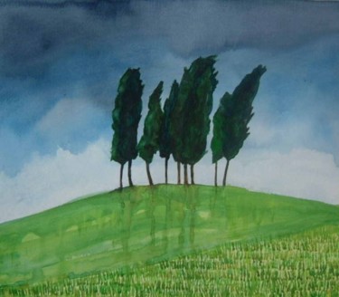 Painting titled "Tuscan Trees" by Barbara Craig, Original Artwork