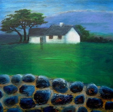 Painting titled "Moon lit Cottage" by Barbara Craig, Original Artwork