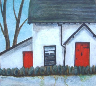 Painting titled "Red Doors" by Barbara Craig, Original Artwork
