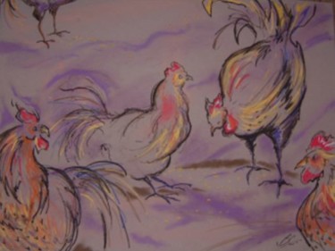 Painting titled "Farmyard" by Barbara Craig, Original Artwork, Pastel