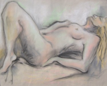 Disegno intitolato "Grey Nude" da Barbara Craig, Opera d'arte originale, Pastello