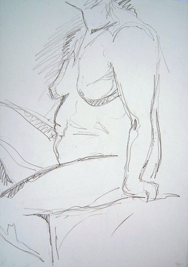 Drawing titled "Seated figure-1" by Barbara Craig, Original Artwork, Graphite