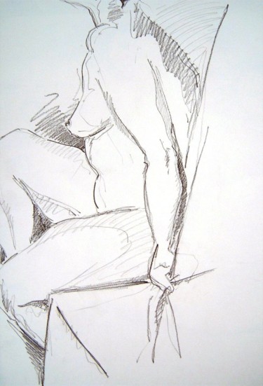Dessin intitulée "Seated figure-2." par Barbara Craig, Œuvre d'art originale, Graphite