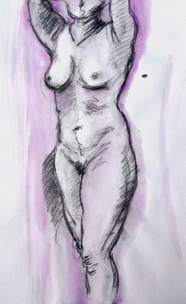 "Figure with pink wa…" başlıklı Tablo Barbara Craig tarafından, Orijinal sanat, Suluboya